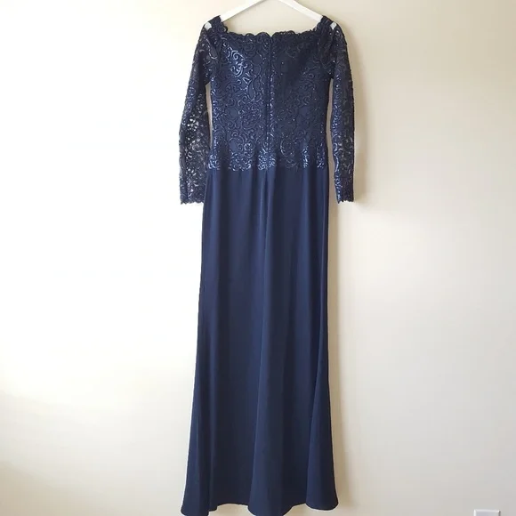 Tadashi Shoji | Sequin Off Shoulder Gown - Picture 4 of 14